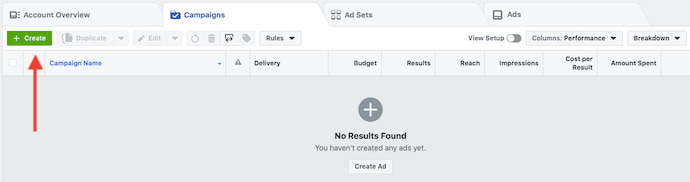 Create an ad through Facebook Ads Manager