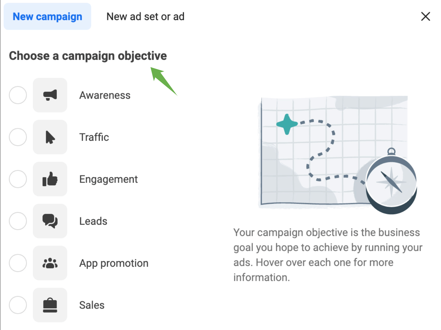 Choose your campaign objective with  with ODAX in Ads Manager.