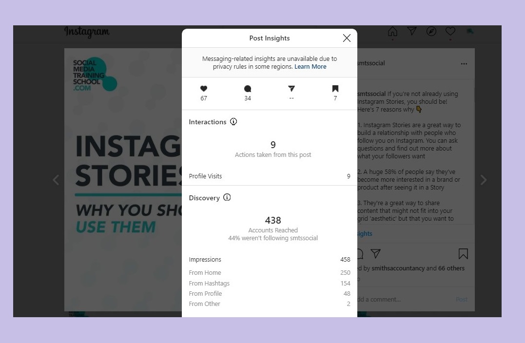 Instagram post insights for lead generation